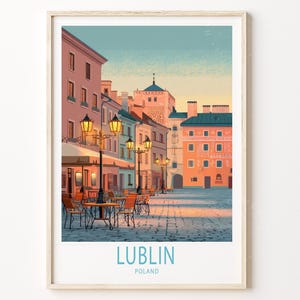 Lublin Travel Poster, Poland Wall Art, Lublin Poland Print, Birthday Gifts, Personalised Travel Poster, Home Decor