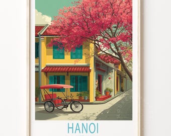 Hanoi Travel Poster, Vietnam Wall Art, Hanoi Vietnam Print, Custom Travel Poster, Birthday Gifts,  Travel Home Decor
