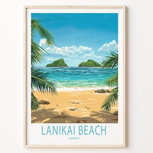 Lanikai Beach Hawaii Travel Poster, Hawaii Travel Print, Lanikai Travel Wall Art, Home Decor, Custom Travel Poster
