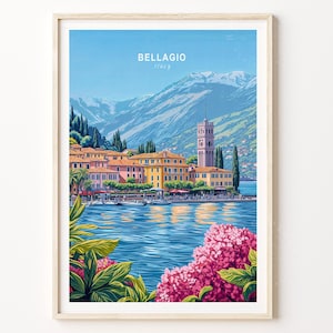 Bellagio Italy Travel Poster, Italy Wall Art Print, Bellagio Travel Print, Minimalist Travel Poster, Housewarming Gifts