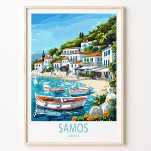 Póster de viaje a Samos, Grecia, impresión de arte mural, impresión de viaje a Grecia, regalos de cumpleaños, regalos de boda, regalos de decoración del hogar