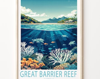 Great Barrier Reef Australia Wall Art Print, Australia Travel Poster, Great Barrier Reef Travel Print, Wedding Gifts, Housewarming Gifts