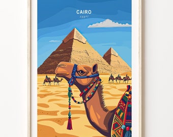 Kairo Ägypten Pyramiden Poster, Nordafrika Reisewandkunst, Kairo Ägypten Pyramiden Wandkunst Druck, Wohnkultur Geschenke, Geburtstagsgeschenke