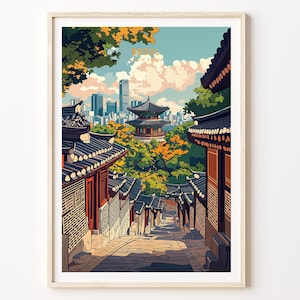 Seoul South Korea Travel Poster, South Korea Travel Wall Art, Seoul South Korea Print, Birthday Gifts, Wedding Present