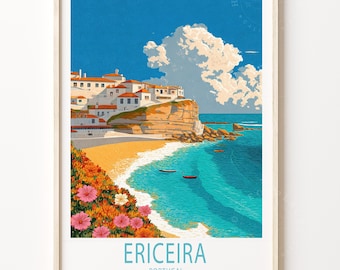 Ericeira Travel Poster, Portugal Wall Art, Ericeira Portugal Print, Housewarming  Gifts, Birthday Gifts, Custom Travel Poster