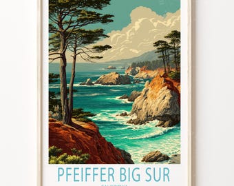 Pfeiffer Big Sur State Park Travel Poster, California Wall Art