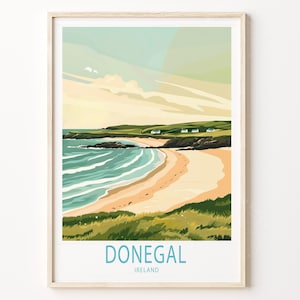 Donegal Ireland Travel Poster, Ireland Wall Art, Donegal Coastal Print, Home Wall Decor, Birthday Gifts, Wedding Present