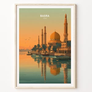 Basra Iraq Travel Poster, Iraq Wall Art, Basra Iraq Print, Custom Travel Poster, Birthday Present, Home Decor, Minimalist Cityscape