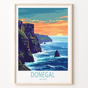 Donegal Sunset Travel Poster, Ireland Wall Art, Donegal Ireland Print, Home Wall Decor, Birthday Gifts, Custom Travel Poster