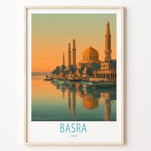 Basra Iraq Travel Poster, Iraq Wall Art, Basra Print, Home Decor, Custom Travel Poster, Birthday Gifts, Wedding Present