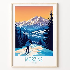 Morzine France Travel Poster, France Wall Art, Morzine Ski Area Print, Home Decor, Custom Travel Poster, Birthday Present