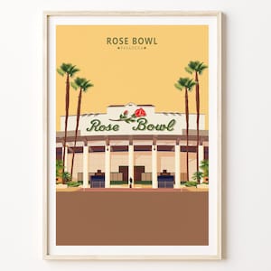 Rose Bowl-stadionposter, kunst aan de muur Pasadena Sports Stadium, Rose Bow-voetbalstadion-print, voetbalarena-muurprint