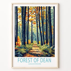 Gloucestershire Forest Poster, Forest of Dean Reisewandkunst, Dean Forest Reisedruck, Dekoration, Geburtstagsgeschenk