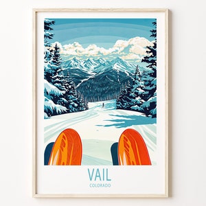 Vail Colorado Travel Poster, Colorado Wall Art, Vail Ski Print, Travel Home Decor, Custom Travel Poster, Birthday Present