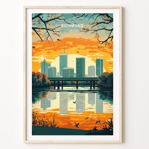 Richmond Virginia Poster, Richmond City Wall Art, Virginia Richmond Travel Print, City Personalised Gifts, Home Decor