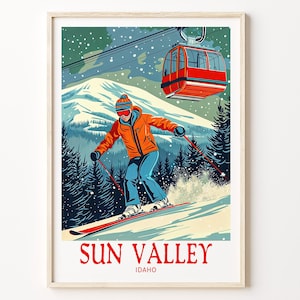 Sun Valley Idaho Travel Poster, Idaho Wall Art, Ski Resort Print, Birthday Gifts, Home Decor, Personalised Travel Poster