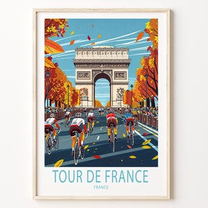Cartaz de viagem do Tour de France, arte de parede da França, impressão da corrida de bicicleta do Tour de France, decoração para casa, presente de aniversário, presentes personalizados