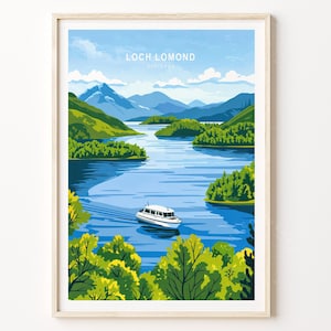 Loch Lomond Scotland Wall Art, Scotland Travel Print, Loch Lomond Poster, House Warming Gifts, Minimalist Cityscape