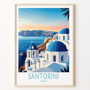 Santorini Griechenland Reiseplakat, Griechenland Stadt Wandkunst, Santorini Reiseplakat, Ägäisches Meer, Stadt Personalisierte Geschenke