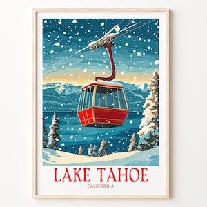 Lake Tahoe Travel Poster, California Wall Art, Lake Thoe California Print, Home Decor, Birthday Gifts, Custom Travel Poster