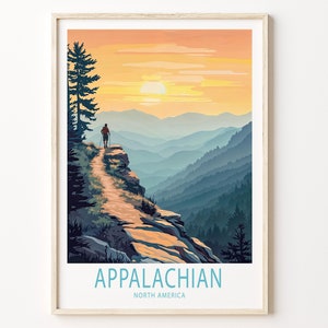 Appalachian Travel Poster, North America Travel Wall Art, Appalachian USA Print, City Personalised Gifts, Travel Gifts