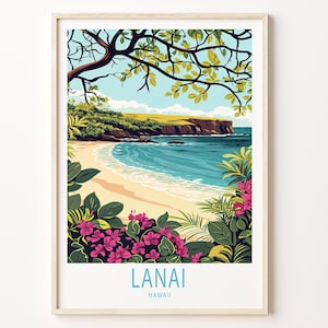 Poster de voyage sur la véranda, art mural Hawaï, impression sur la véranda d'Hawaï, cadeaux d'anniversaire, cadeau de mariage, affiche de voyage personnalisée, décoration d'intérieur