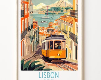 Lisbon Travel Poster, Portugal Wall Art, Lisbon Print, Home Decor, Birthday Gifts, Wedding Present, Custom Travel Poster