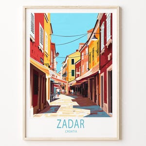 Cartaz de viagem de Zadar, Croácia, arte de parede de viagem da Croácia, impressão de viagem de Zadar, presentes de boas-vindas, cartaz de viagem personalizado