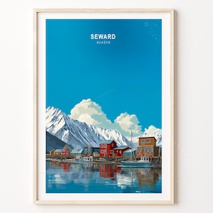 Seward Wall Art Print, Alaska Travel Poster, Seward Alaska Travel Print, Minimalist Travel Poster, Home Decor Gifts
