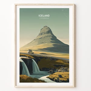 Iceland Travel Wall Art, Kirkjufell Travel Print, Iceland Kirkjufell Travel Poster, Minimalist Travel Poster, Home Decor