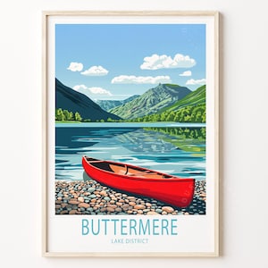 Buttermere Lake Distrikt Reise Poster, Seenplatte Reise Poster, Buttermere Reise Wandkunst, personalisierte Geschenke, Geburtstagsgeschenke