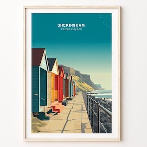 Sheringham Reise-Druck, Vereinigtes Königreich Reise-Wandkunst, Sheringham Vereinigten Königreich Wand-Kunst-Druck, minimalistisches Reise-Plakat