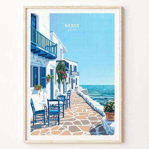 Poster di viaggio di Naxos, Grecia, arte murale di viaggio di Naxos, stampa di viaggio in Grecia, regali di nozze, regali di compleanno, regali di arredamento per la casa
