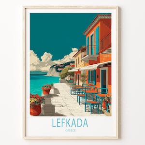 Lefkada Greece Travel Poster, Lefkada Travel Print, Greece Travel Wall Art, Personalised Gifts, House Warming Gifts