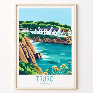 Truro Cornwall Travel Poster, Cornwall Travel Wall Art, Truro Travel print, Wedding Present, Personalised Travel Gifts