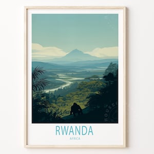 Rwanda Africa Travel Print, Africa Travel Poster, Rwanda Wall Art Print, Personalised Travel Gifts, Wedding Present