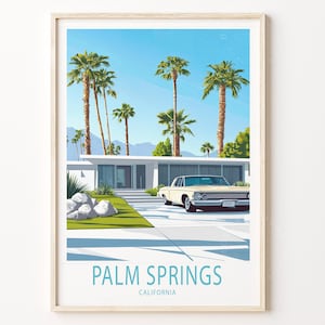 Impression de voyage à Palm Springs en Californie, affiche de voyage en Californie, art mural voyage à Palms Springs, décoration d'intérieur, cadeaux de mariage