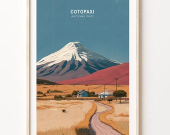 Cotopaxi Travel Print, Cotopaxi National Park Travel Wall Art, National Park Travel Poster, Minimalist Cityscape, Wedding Gifts