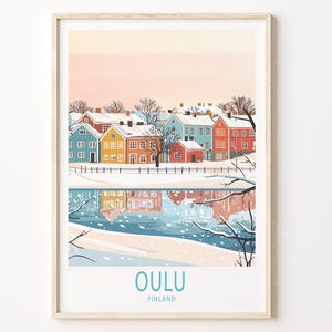 Oulu Finnland Wand Kunst Druck, Finnland Ski Poster, Oulu Winter Druck, Individuelles Reise Poster, personalisierte Reise Geschenke