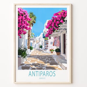 Antiparos Griechenland Reiseplakat, Griechenland Wandkunst Druck, Antiparos Reisedruck, personalisierte Reisegeschenke, Wohndekor