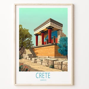 Crete Greece Travel Poster, Greece Travel Print, Crete Wall Art Print, House Warming Gifts, Personalised Travel Gifts