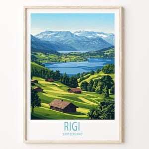 Rigi Switzerland Travel Poster, Rigi Travel Print, Switzerland Travel Wall Art, Personalised Travel Gifts, Wedding Gifts