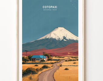 Cotopaxi Wall Art Print, National Park Travel Print, Cotopaxi National Park Travel Poster, Minimalist Travel Poster