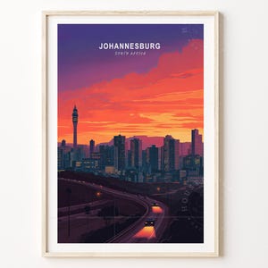 Johannesburg Wand Kunst Druck, Südafrika Reise Poster , Johannesburg Südafrika Reise Druck, Minimalistisches Reiseplakat