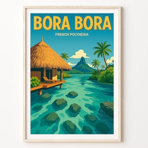 Arte mural de Bora Bora, Polinesia Francesa, Impresión de Bora Bora, Impresión de Polinesia Francesa, Decoración del hogar, Regalos de cumpleaños
