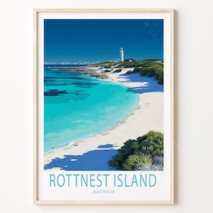 Rottnest Island Australien Reiseplakat, Australien Reisewandkunst, Rottnest Island Reisedruck, Geburtstagsgeschenke, personalisierte Geschenke