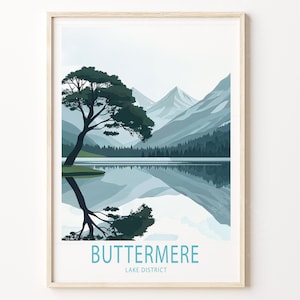 Buttermere Lake Distrikt Reise Poster, Lake Distrikt Reise Wandkunst, Buttermere Reise Druck, Wohnkultur Geschenke, Geburtstagsgeschenke