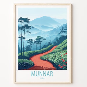 Munnar India Reise-Druck, Indien Reise-Wandkunst, Munnar Reise-Plakat, Wohnkultur Geschenke, Geburtstagsgeschenke, Hochzeitsgeschenke