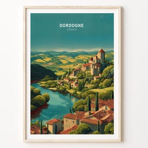 Lámina de arte mural de Dordoña, póster de viaje de Dordoña, Francia, lámina de viaje a Francia, póster de viaje minimalista, regalos de decoración para el hogar
