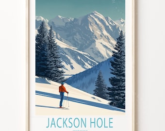 Jackson Hole Wyoming Wall Art Print, Wyoming Ski Poster, Jackson Hole Winter Print, Personalised Travel Gifts, Home Decor